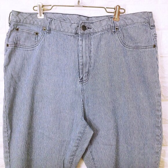 DG2 Diane Gilman Denim Mom Jeans -18WT Hickory Stripe Comfort Cropped Pants Blue - Picture 5 of 15